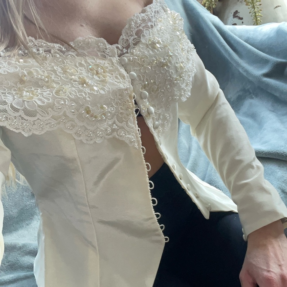 Vintage beaded lace top 80s 90s wedding revolve party top